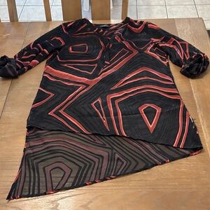 Le Chateau Black and Red High Low Dress